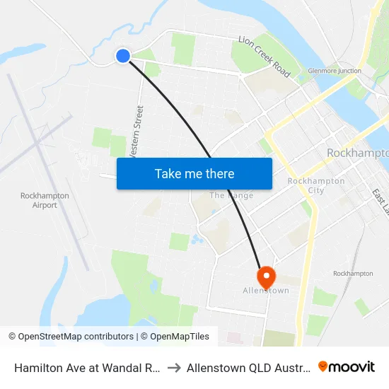Hamilton Ave at Wandal Road to Allenstown QLD Australia map