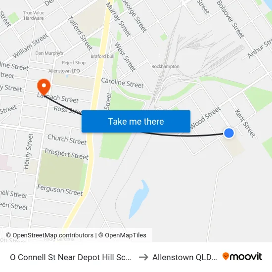 O Connell St Near Depot Hill School Hail 'N' Ride to Allenstown QLD Australia map