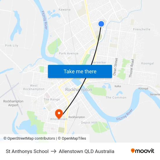 St Anthonys School to Allenstown QLD Australia map