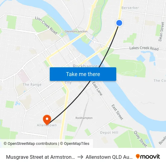 Musgrave Street at Armstrong Street to Allenstown QLD Australia map