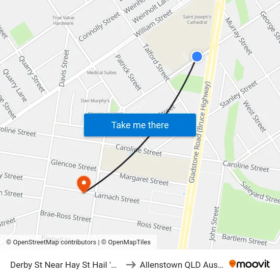 Derby St Near Hay St Hail 'N' Ride to Allenstown QLD Australia map