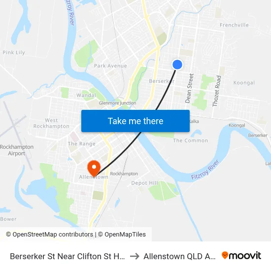 Berserker St Near Clifton St Hail 'N' Ride to Allenstown QLD Australia map