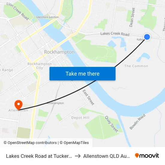Lakes Creek Road at Tucker Street to Allenstown QLD Australia map