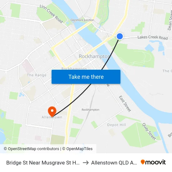 Bridge St Near Musgrave St Hail 'N' Ride to Allenstown QLD Australia map