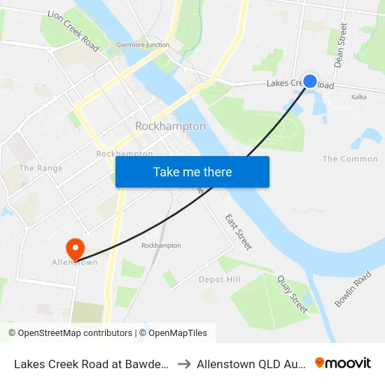 Lakes Creek Road at Bawden Street to Allenstown QLD Australia map