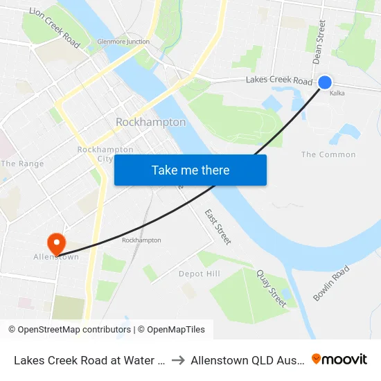 Lakes Creek Road at Water Street to Allenstown QLD Australia map