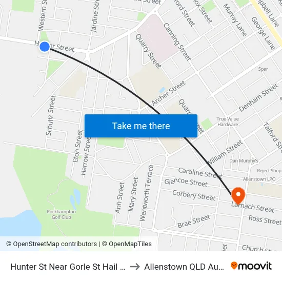 Hunter St Near Gorle St Hail 'N' Ride to Allenstown QLD Australia map