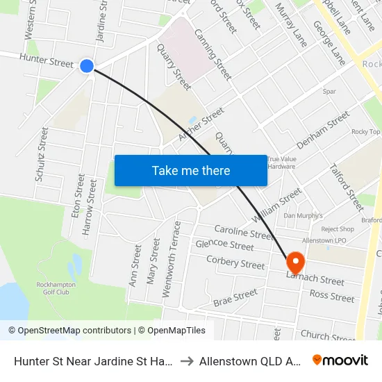 Hunter St Near Jardine St Hail 'N' Ride to Allenstown QLD Australia map