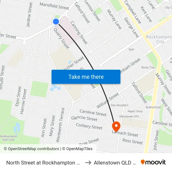 North Street at Rockhampton Base Hospital to Allenstown QLD Australia map