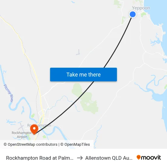 Rockhampton Road at Palmer Drive to Allenstown QLD Australia map
