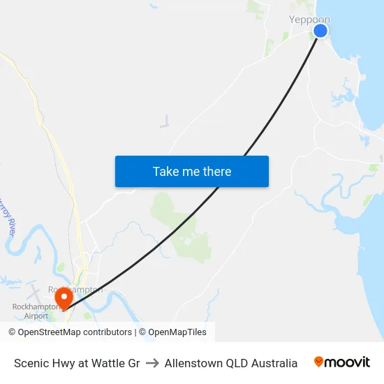 Scenic Hwy at Wattle Gr to Allenstown QLD Australia map