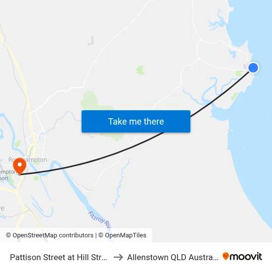 Pattison Street at Hill Street to Allenstown QLD Australia map