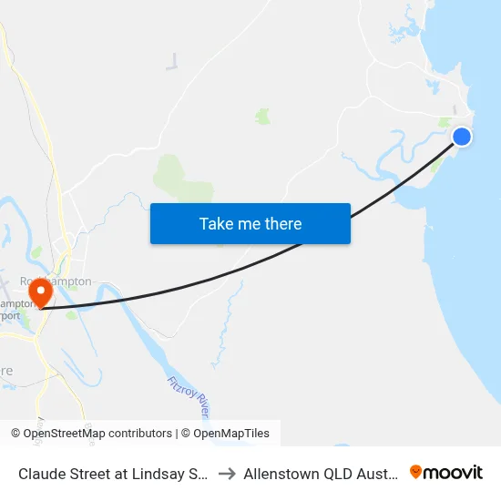 Claude Street at Lindsay Street to Allenstown QLD Australia map