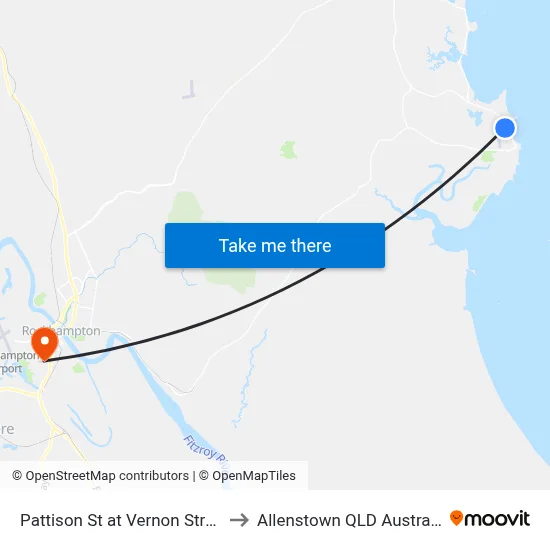 Pattison St at Vernon Street to Allenstown QLD Australia map