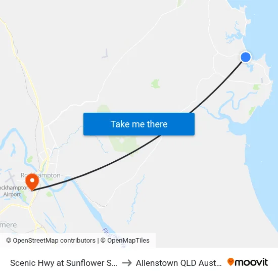 Scenic Hwy at Sunflower Street to Allenstown QLD Australia map