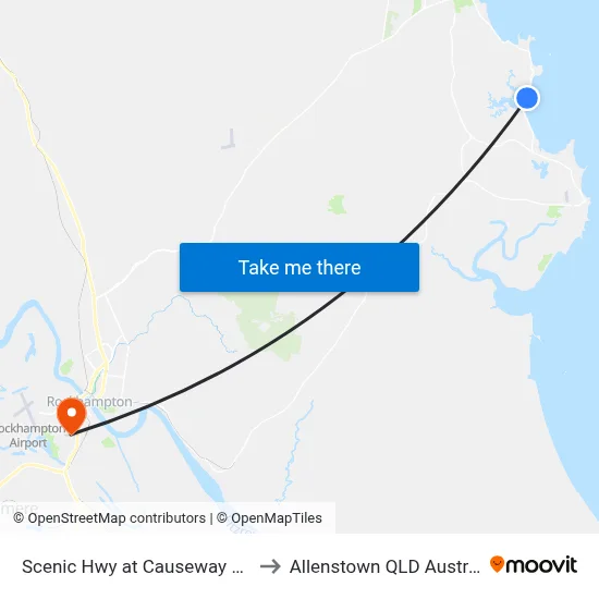 Scenic Hwy at Causeway Lake to Allenstown QLD Australia map