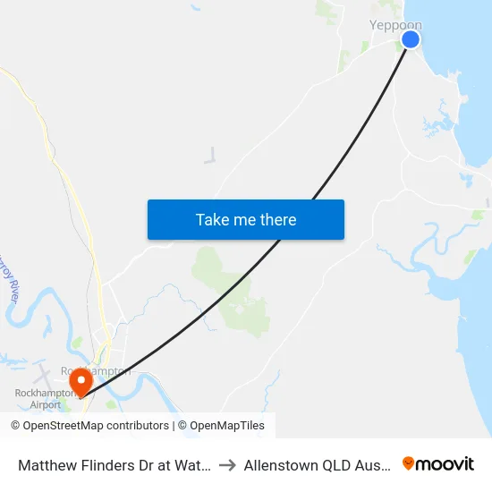 Matthew Flinders Dr at Wattle Gr to Allenstown QLD Australia map
