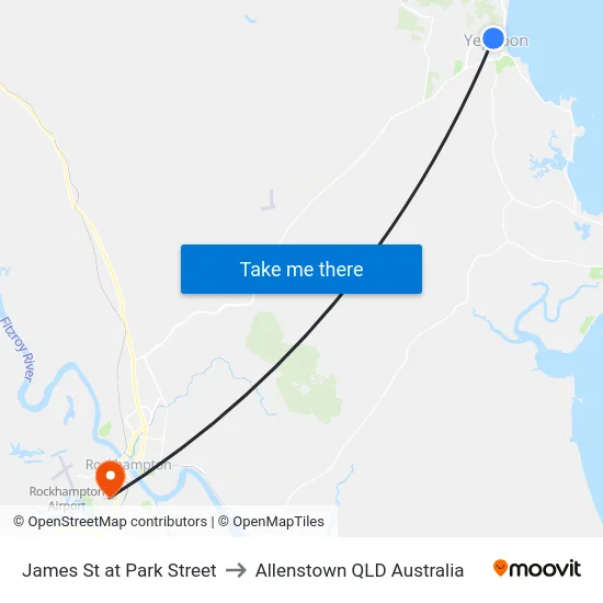 James St at Park Street to Allenstown QLD Australia map