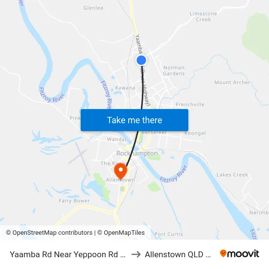 Yaamba Rd Near Yeppoon Rd Hail 'N' Ride to Allenstown QLD Australia map