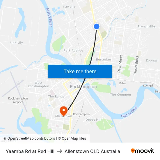 Yaamba Rd at Red Hill to Allenstown QLD Australia map