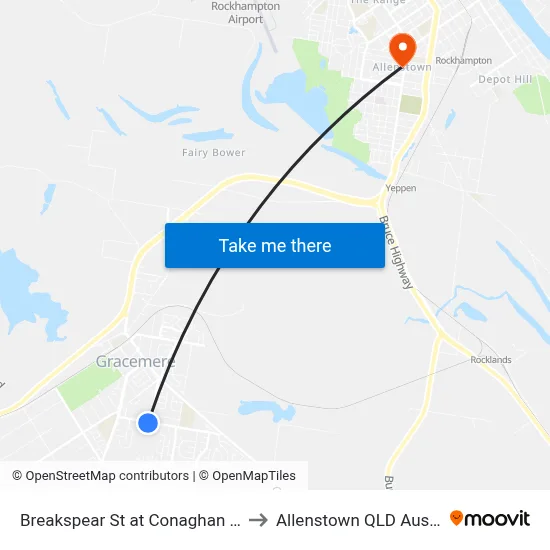 Breakspear St at Conaghan Street to Allenstown QLD Australia map