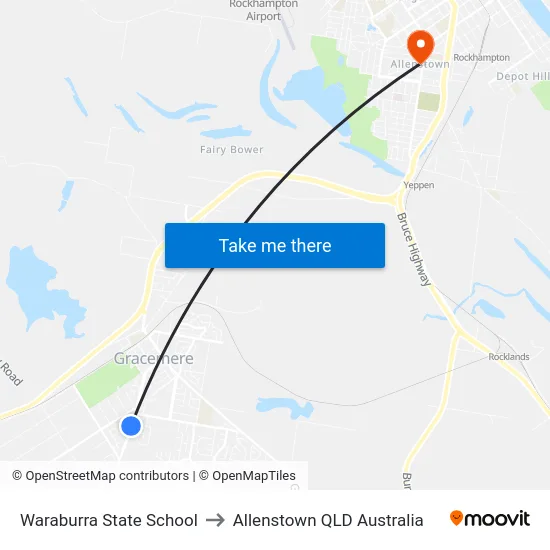 Waraburra State School to Allenstown QLD Australia map