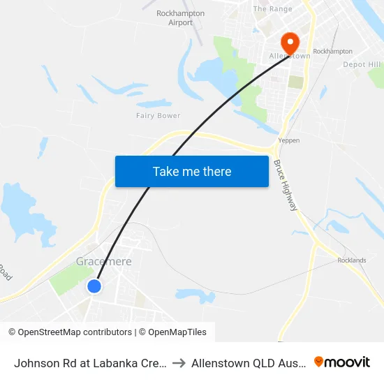 Johnson Rd at Labanka Crescent to Allenstown QLD Australia map