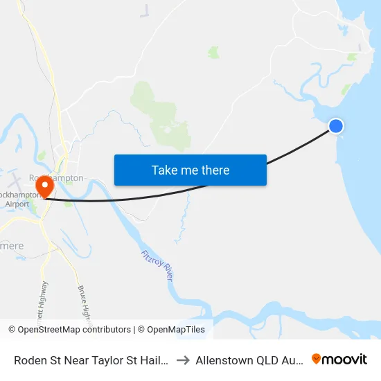 Roden St Near Taylor St Hail 'N' Ride to Allenstown QLD Australia map