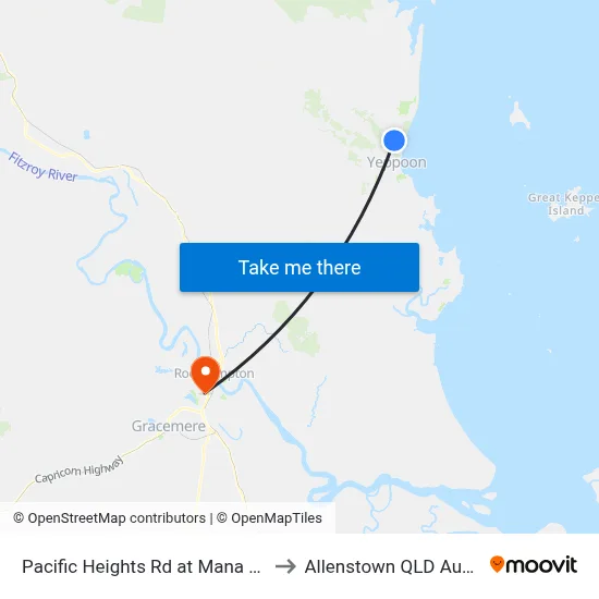 Pacific Heights Rd at Mana Avenue to Allenstown QLD Australia map