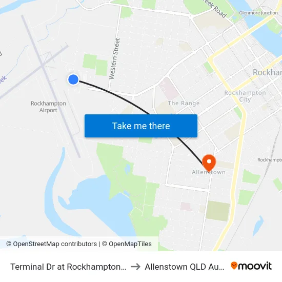 Terminal Dr at Rockhampton Airport to Allenstown QLD Australia map