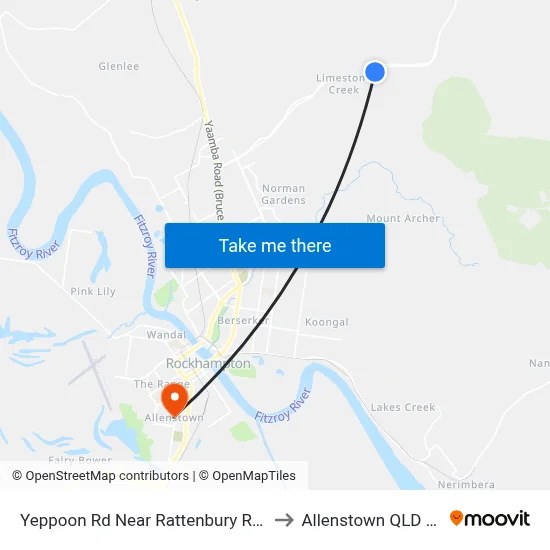 Yeppoon Rd Near Rattenbury Rd Hail 'N' Ride to Allenstown QLD Australia map