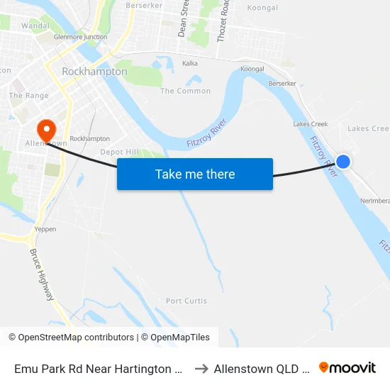 Emu Park Rd Near Hartington St Hail 'N' Ride to Allenstown QLD Australia map