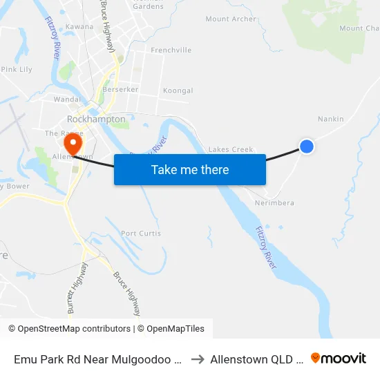 Emu Park Rd Near Mulgoodoo Rd Hail 'N' Ride to Allenstown QLD Australia map