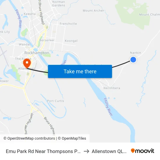 Emu Park Rd Near Thompsons Point Rd Hail 'N' Ride to Allenstown QLD Australia map