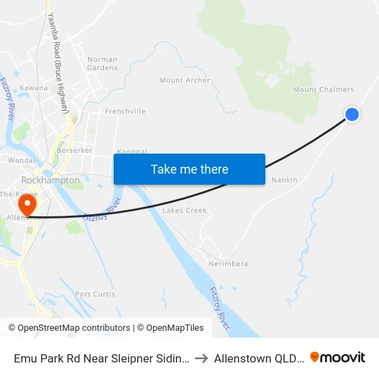 Emu Park Rd Near Sleipner Siding Rd Hail 'N' Ride to Allenstown QLD Australia map