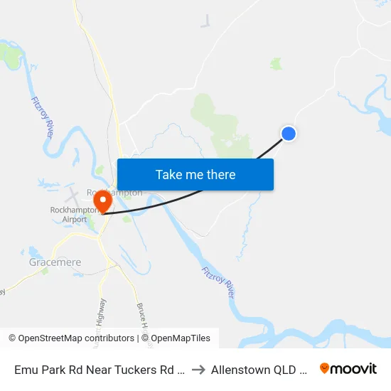 Emu Park Rd Near Tuckers Rd Hail 'N' Ride to Allenstown QLD Australia map