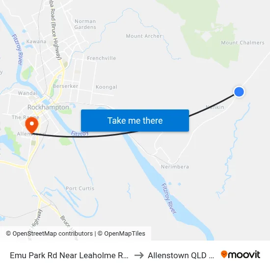 Emu Park Rd Near Leaholme Rd Hail 'N' Ride to Allenstown QLD Australia map