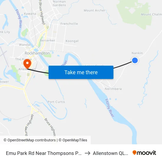 Emu Park Rd Near Thompsons Point Rd Hail 'N' Ride to Allenstown QLD Australia map