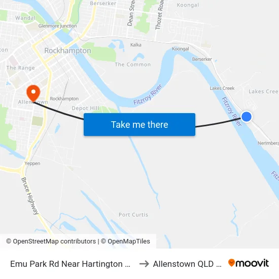 Emu Park Rd Near Hartington St Hail 'N' Ride to Allenstown QLD Australia map