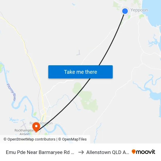Emu Pde Near Barmaryee Rd Hail 'N' Ride to Allenstown QLD Australia map