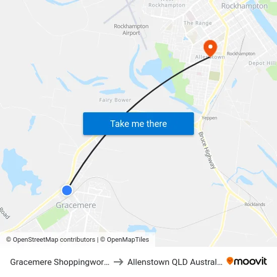 Gracemere Shoppingworld to Allenstown QLD Australia map