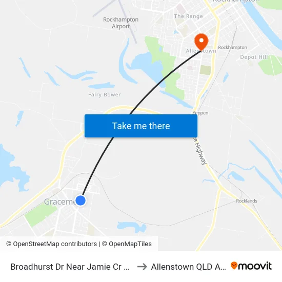 Broadhurst Dr Near Jamie Cr Hail 'N' Ride to Allenstown QLD Australia map