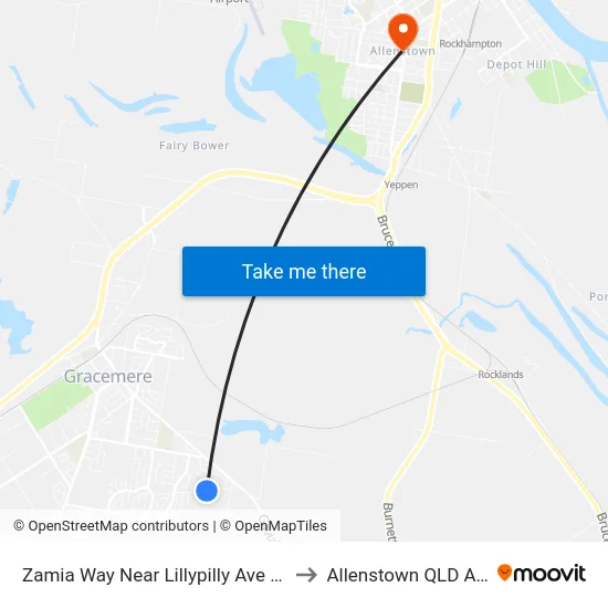 Zamia Way Near Lillypilly Ave Hail 'N' Ride to Allenstown QLD Australia map