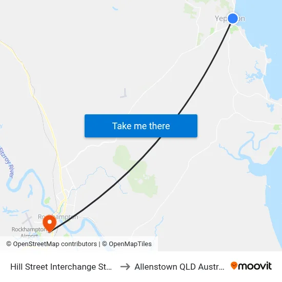 Hill Street Interchange Stop 4 to Allenstown QLD Australia map