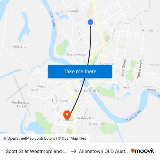 Scott St at Westmoreland Street to Allenstown QLD Australia map