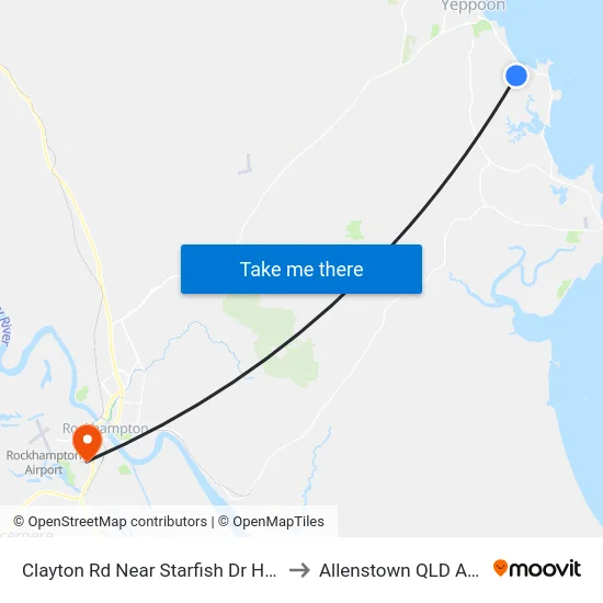Clayton Rd Near Starfish Dr Hail 'N' Ride to Allenstown QLD Australia map