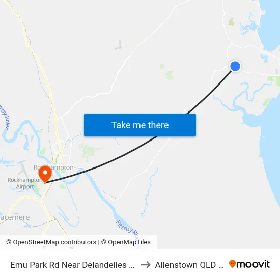 Emu Park Rd Near Delandelles Rd Hail 'N' Ride to Allenstown QLD Australia map