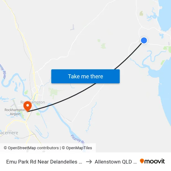 Emu Park Rd Near Delandelles Rd Hail 'N' Ride to Allenstown QLD Australia map