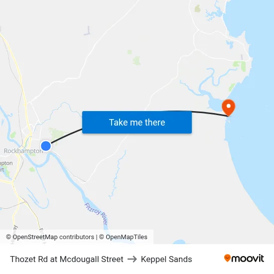 Thozet Rd at Mcdougall Street to Keppel Sands map