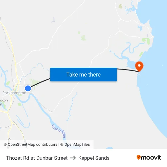 Thozet Rd at Dunbar Street to Keppel Sands map